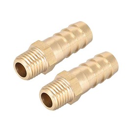 sourcing map Brass Metric Male to Barb Hose Connector 10mm x M10 x 1.25 (Pack of 2)