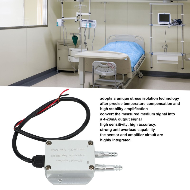 Wind Pressure Transmitter 4‑20mA Differential Pressure Sensor ‑1Kpa to +1Kpa