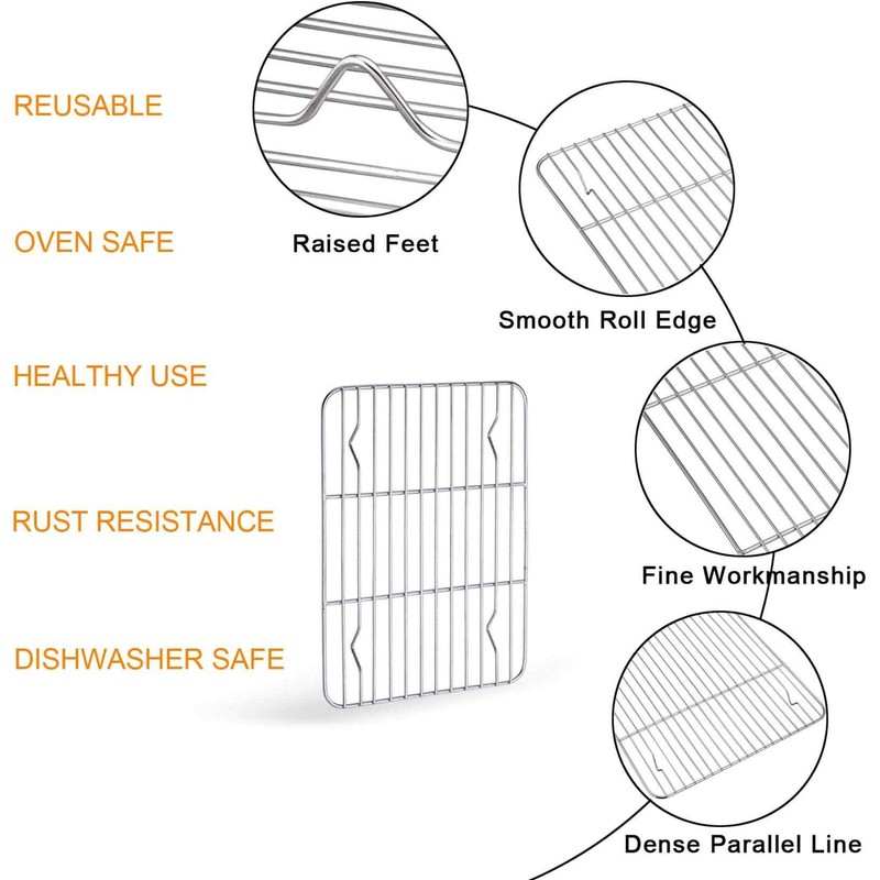 TeamFar Toaster Oven Tray and Rack Set, 9.3’’ x 7’’