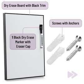 Mr. Pen- Dry Erase Board, 14” x 11”, Black Aluminum Frame with a Black Dry Erase Marker, White Board Dry Erase, Magnetic Dry Erase Board, Small White Board Small Dry Erase Board for Wall