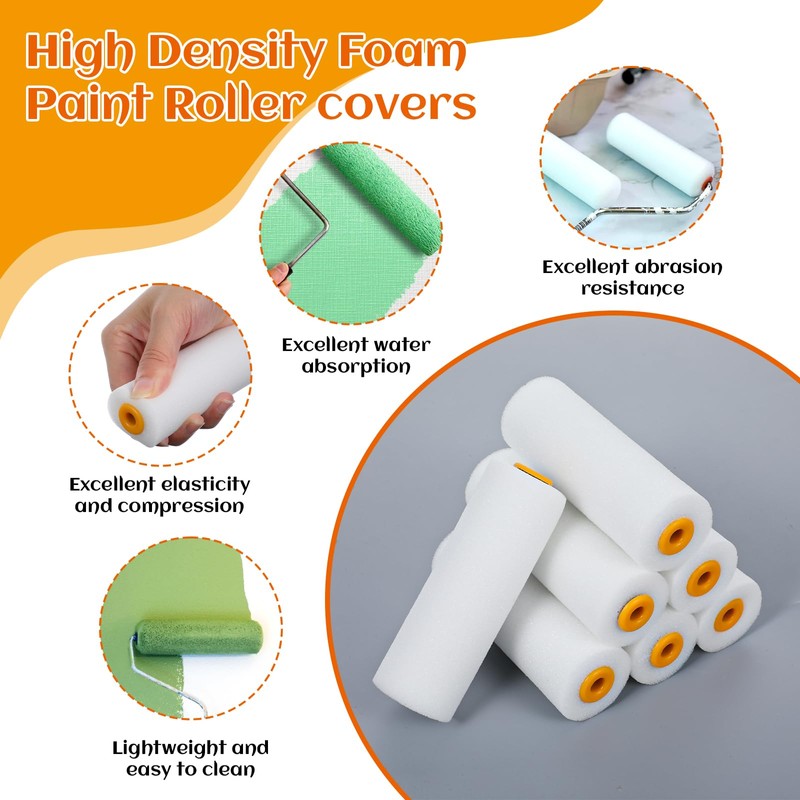 30 Pack 4 Inch Foam Paint Roller Covers, High Density