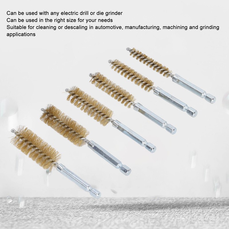 Brass Wire Bore Cleaning Brush Set - 6 Pieces with