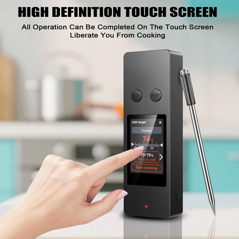 Smart Wireless Meat Thermometer, [2025 New ]，2 Upgraded Ultra-Thin Probe，No