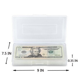 MUQING 200 Packs Currency Sleeves with Plastic Storage Case, PP Material Clear Dollar Bill Holder for Collector, Paper Money Currency Sleeves Top Loading, Protector for Banknote, Stamp and Coupons