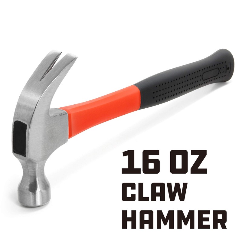 Powerbuilt 16 oz. Claw Hammer with Fiberglass Handle, Shock Resistant