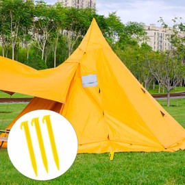10 Pack Plastic Tent Stakes Heavy Duty Beach Tent Pegs Canopy Stakes for Camping Gardening Backpacking Tent Pegs Spike Hook for Outdoor Garden Decorations Lawn Tarp Sand Stakes for Beach (Yellow)