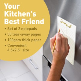 S&O Shopping List Notepads for Organization - 2 Pack Magnetic Notepads for Refrigerator - Grocery List Notepad - Grocery List Magnet Pad for Fridge - Magnetic Note Pad for Fridge - 4.5x7.5”, 50 Pages