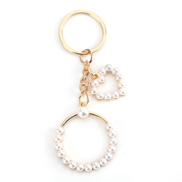 MUCOOS Personalized Round Keychain, Pearl Keychain Accessories, Funny Keychain, Cute