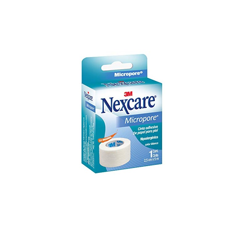 Nexcare 3M, Cinta Adhesiva Micropore, Color Blanco, Hipoalergénica, Transpirable y