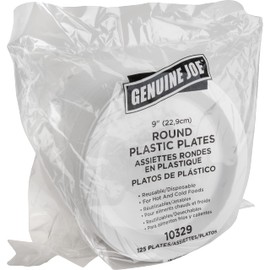 Genuine Joe GJO10329CT - Reusable Plastic White Plates