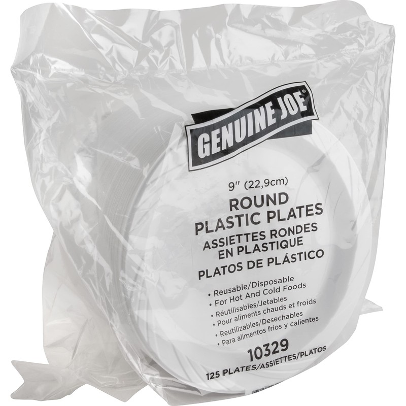 Genuine Joe GJO10329CT - Reusable Plastic White Plates