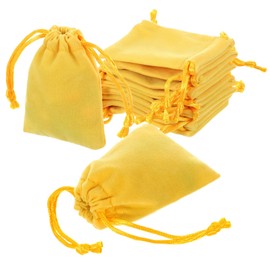 sourcing map 20 Pcs Velvet Drawstring Bag, 2 x 3 Inch Jewelry Velvet Pouches Gift Bags for Wedding Party Favor Candy Jewelry Packaging Organizing Storage, Yellow