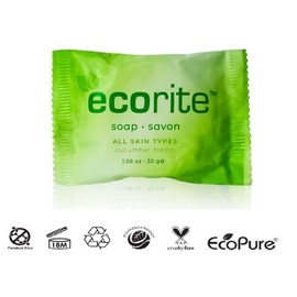 Ecorite Face & Body Soap with Cucumber-Melon Fragrance, Travel Size Hotel Amenities Biodegradable/Recyclable Frosted Sachet, 1oz / 30gm, Pack of 288