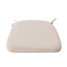 HIGOGOGO D-Shaped Cushions for Indoor Kitchen Chairs, 17 x 16 Inch Supportive Cushion with Ties, Removable Overstuffed Chair Cushion, Set of 1, Beige