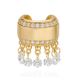 Jenosy Gold Ear Cuff Women's Non Piercing Open Wrap Earrings 18K Gold-Plated Zirconia Ear Cuff Gold Handmake Jewellery Gift for Women, Brass, No Gemstone