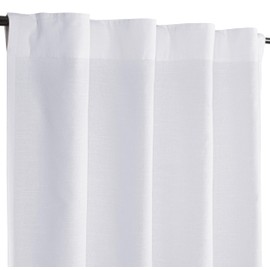 Curtains 63 Inch Length - White Poly Cotton Slub Drapes with Tab Top, Set of 2, Ideal for Bedroom, Living Room, and Office_ 50x63 inch