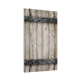 1-Gang No Device Decorative Blank Receptacle Wall Plate Western Rustic Wooden Barn Door Wood Cabin Country Metal Texture Light Switch Mid Size Electrical Face Plate Cover for Unused Outlets/Switches