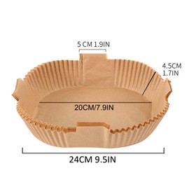 Baking Paper for Hot Air Fryer, Pack of 100, 20-24 cm, Airfryer Baking Paper, Non-Stick, Waterproof, Oil-proof, Disposable Trays, Air Fryer, Parchment Paper Liner, Compatible with Ninja, Cosori,