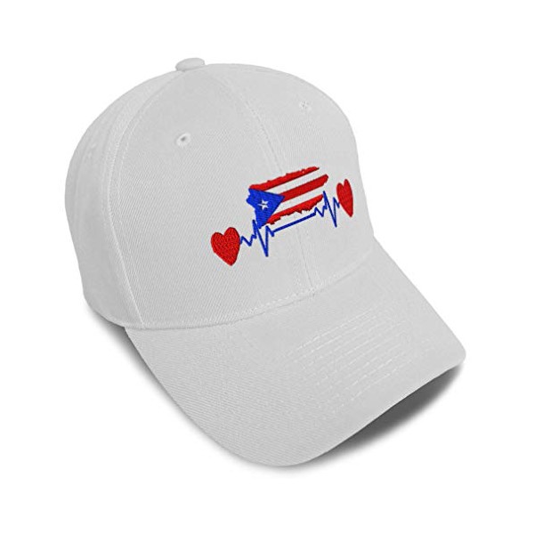Baseball Cap Puerto Rico Flag Lifeline Embroidery Acrylic Dad Hats for Men & Women Strap Closure White One Size