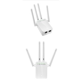WiFi Range Extender, Dual Band 2.4G and 5G Wireless Repeater, 300Mbps Signal Booster with 4 Antennas, White, Indoor Portable