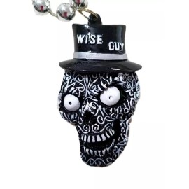 Wise Guy Sugar Skull Mardi Gras Beads Party Favor Necklace