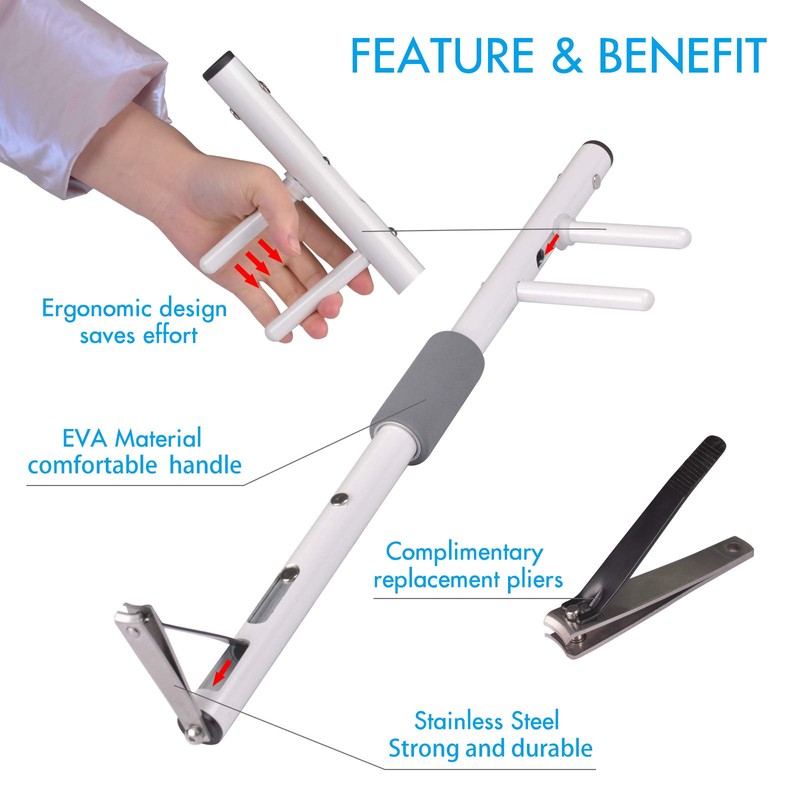 Long Handled Toenail Clippers Wide Jaw Opening, For Thick Nails,