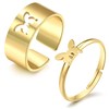 2 PCS Butterfly Rings for Couples Matching Friendship Butterfly Ring