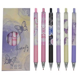 Maydahui Fashionable Butterfly Colorful Butterfly Ballpoint Pen, Set of 12, 0.5mm, Black Ink, Gel Ballpoint Pen, Cute, Cute, Stationery, Present, Gift