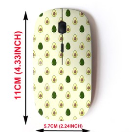 mouse inalámbrico de 2.4 G con bonito diseño de patrón para todos los portátiles y computadoras de computadora con nanoreceptor, aguacate