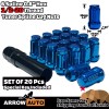 ARROW 20x Blue 1/2-20 Spline Tuner Style Lug Nuts and