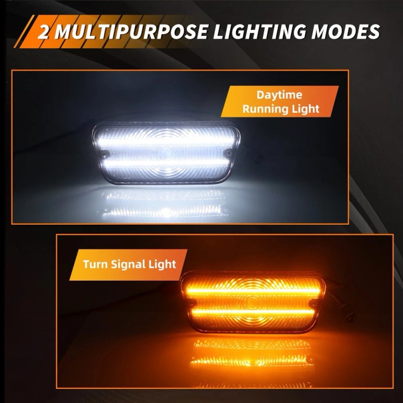 OFFKAT 2X Smoke Switchback LED Front Parking Signal Light For