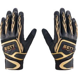 ZETT Batting Gloves Pro Status Batting Gloves for Both Hands Black×Gold (1982) L BG318RA