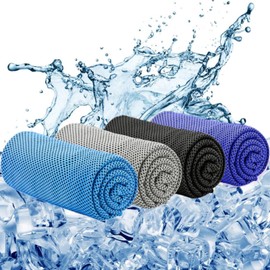 NTCARE 4 Packs Cooling Towel (40"x 12"), Ice Towel, Microfiber, Soft Breathable Chilly Towel Stay Cool for Yoga, Sport, Gym, Workout, Camping, Fitness, Running, Workout & More Activities (Multicolor)