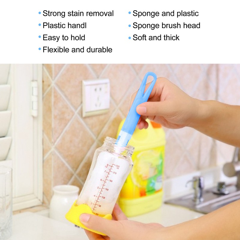 50pcs Bottle Sponge Brush Long Handle Cup Cleaning Sponge Brush