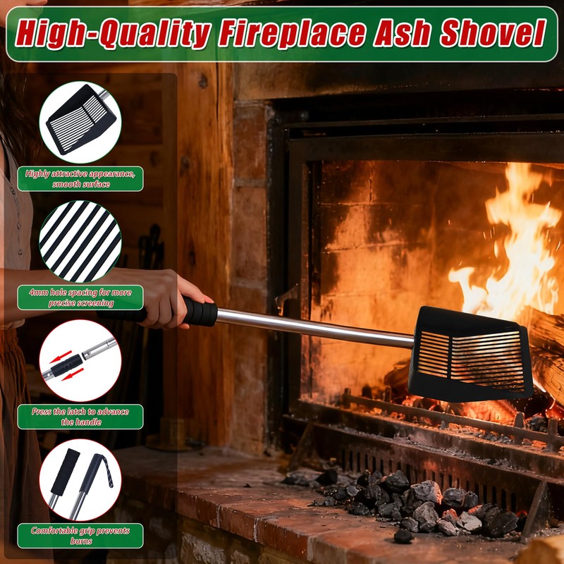 Bylion Hollow Out Fireplace Shovel Black Metal Coal Shovel, Fireplace