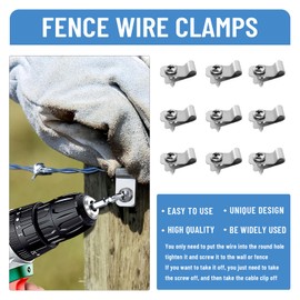iHYTOON 100 Pcs Wire Fence Clamps Fencing Mounting Clips with Stainless Steel Screws Wire Clips for Mount 12-16 Gauge Welded Wire Lamps to Wood, Christmas Tree (100)