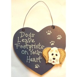 Unbranded DOGS LEAVE FOOTPRINTS WOODEN SIGN WALL DECOR PLAQUE HOME DECOR ORNAMENT - NEW