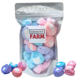 Freeze-Dried Candy Salt Water Taffy 2 oz - Cut To Bite Sized Pieces - Ships In Box - Deliciously Crunchy, Intense Flavor, Lightweight Snack (Berries and Creme)
