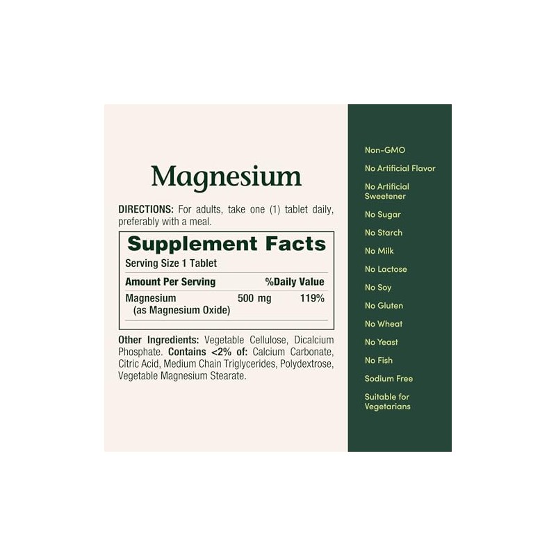 Natures Bounty Magnesium By Natures Bounty, 500mg Magnesium for Bone