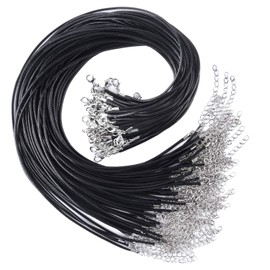 KUUQA 60Pcs Waxed Necklace Cord Black Necklace String with 2mm Clasp Bulk for Necklace Bracelet Jewelry Making Accessories