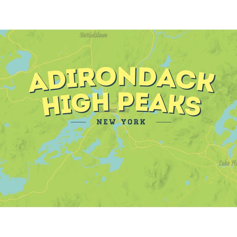 Adirondack High Peaks Checklist 18x24 Poster (Bright Green)
