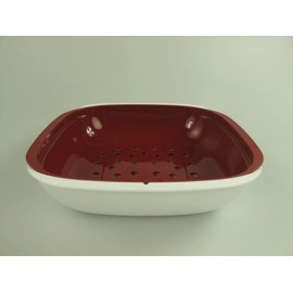 TUPPERWARE Allegra 9766 Serving Bowl with Strainer 1.33 L Red / White