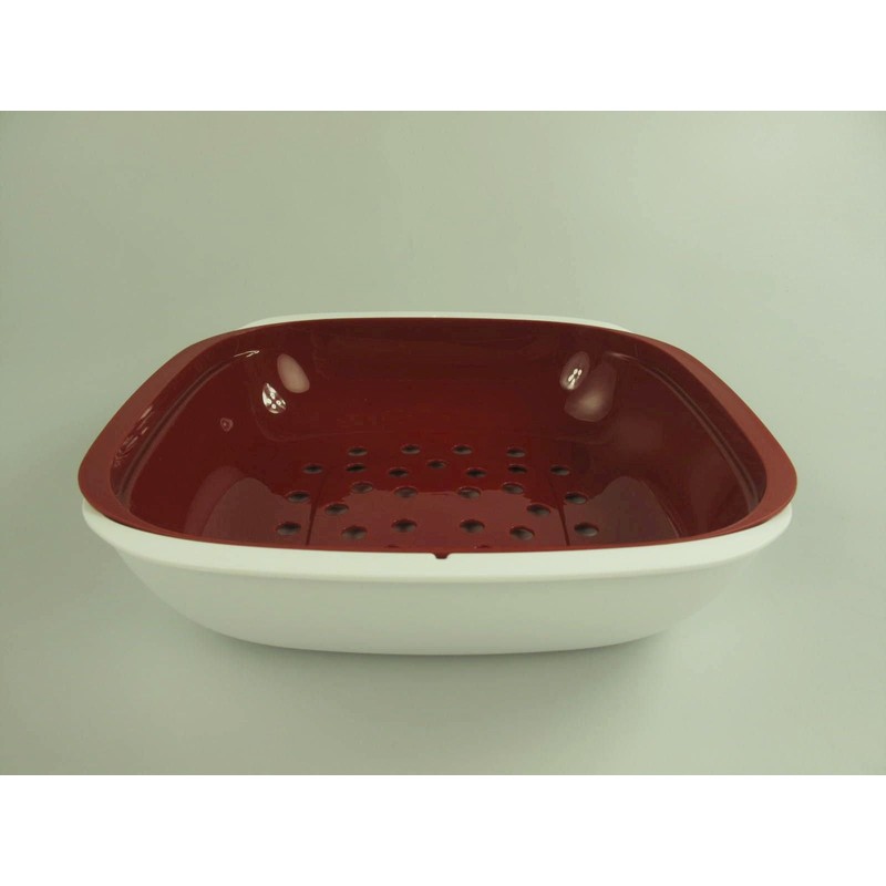 TUPPERWARE Allegra 9766 Serving Bowl with Strainer 1.33 L Red