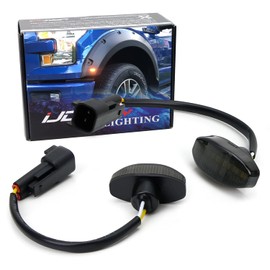 iJDMTOY Smoked Lens Amber Full LED Front Fender Flare Side Marker Light Kit Compatible With 2010-14 Ford Raptor, Powered by 12-SMD LED, Replace OEM Sidemarker Lamps