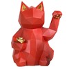 Fortune Cat Figurine Geometry Style Eco Friendly Resin Bright Red