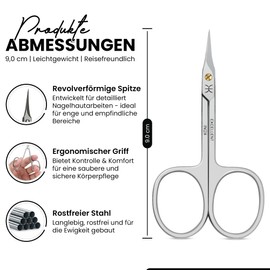Cuticle Scissors 9.0 cm Turmspitz - Made of Polished Stainless Steel - Precise Cutting Edge & Ergonomic Handle | Professional Cuticle Scissors for Manicure & Pedicure (Cutting Edge Tower)