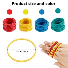 Elastic Bands, 200 Pcs Colorful Rubber Bands, Elastic Rubber Bands for Office, Home, School Supplies (4 Colors)