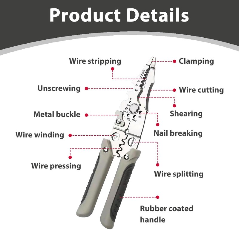 27-in-1 Multifunctional Wire Stripper, Crimper Cable Cutter Pliers, Cable Stripper