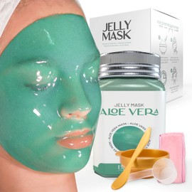 BRÜUN Jelly Mask Jar Aloe Vera Peel-Off Face Care Rubber Mask | 23 fl oz Skin Care Moisturizing Gel Mask Jar Spa Set
