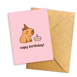 Podagree Capybara Birthday Card Capybara Birthday Cards for Girlfriend Her Cute Animal Card from Friend Family Cute Capy Birthday Greeting Card Happy Birthday Card for Men Women